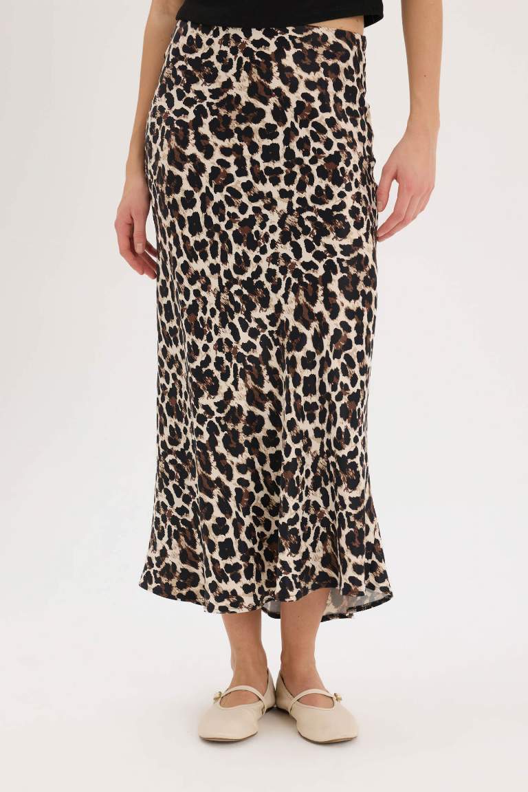 A Cut Satin Normal Waist Maxi Skirt