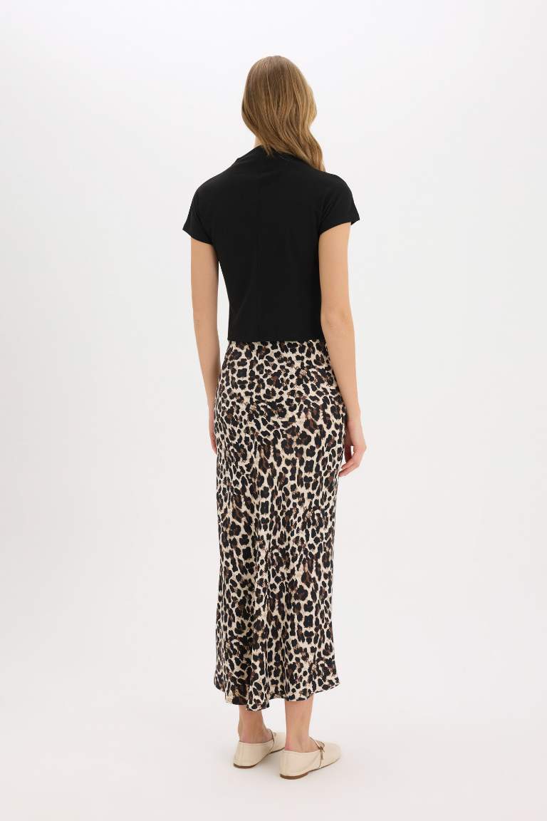 A Cut Satin Normal Waist Maxi Skirt