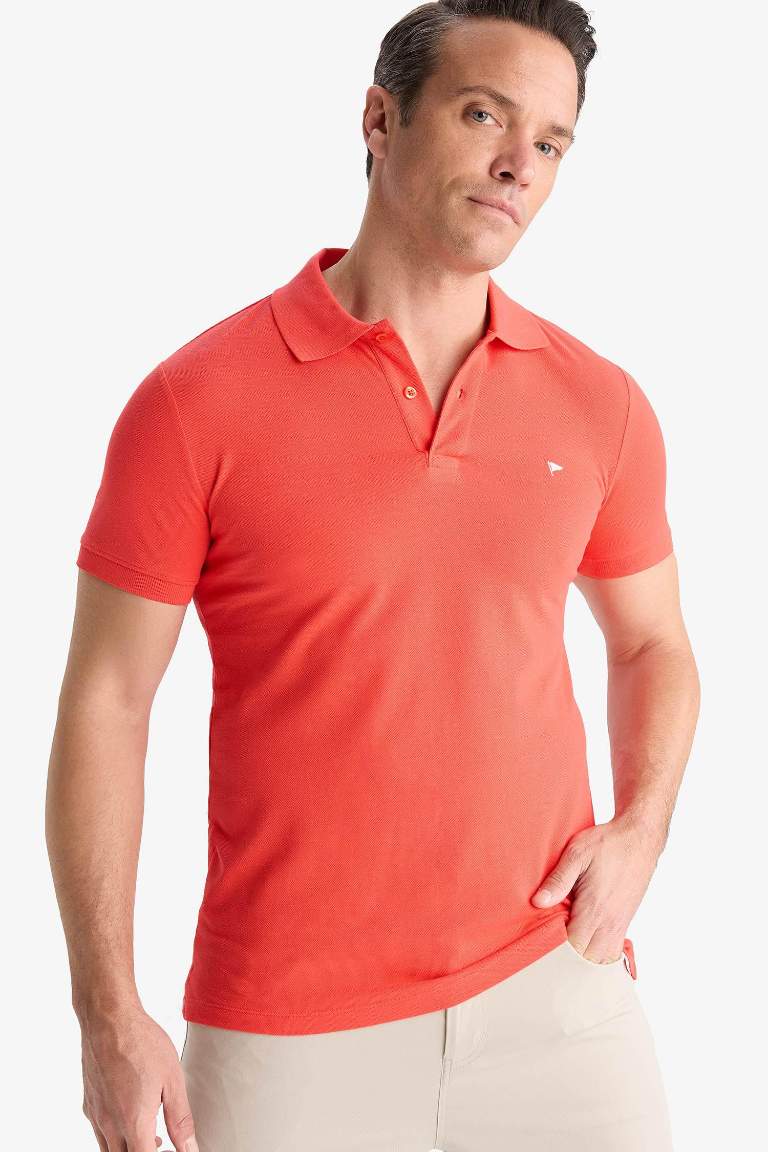 Slim Fit Embroidered Short Sleeve Polo Shirt