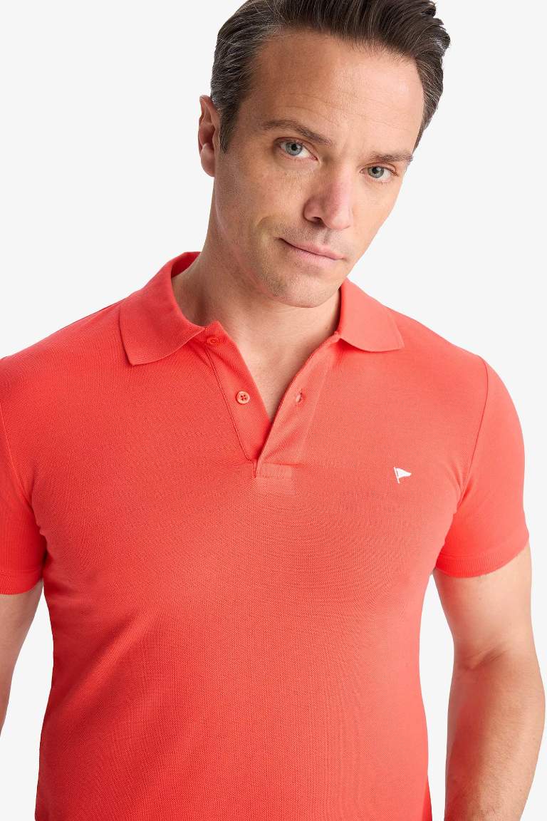 Slim Fit Embroidered Short Sleeve Polo Shirt