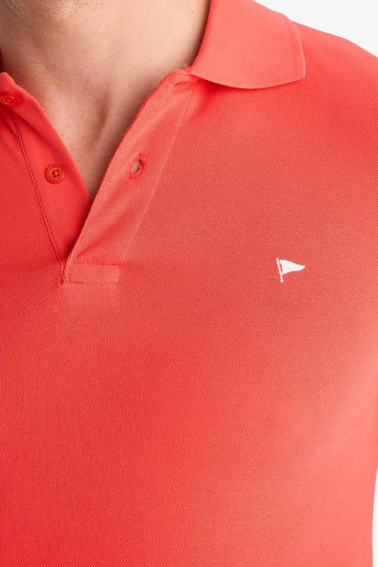 Slim Fit Embroidered Short Sleeve Polo Shirt