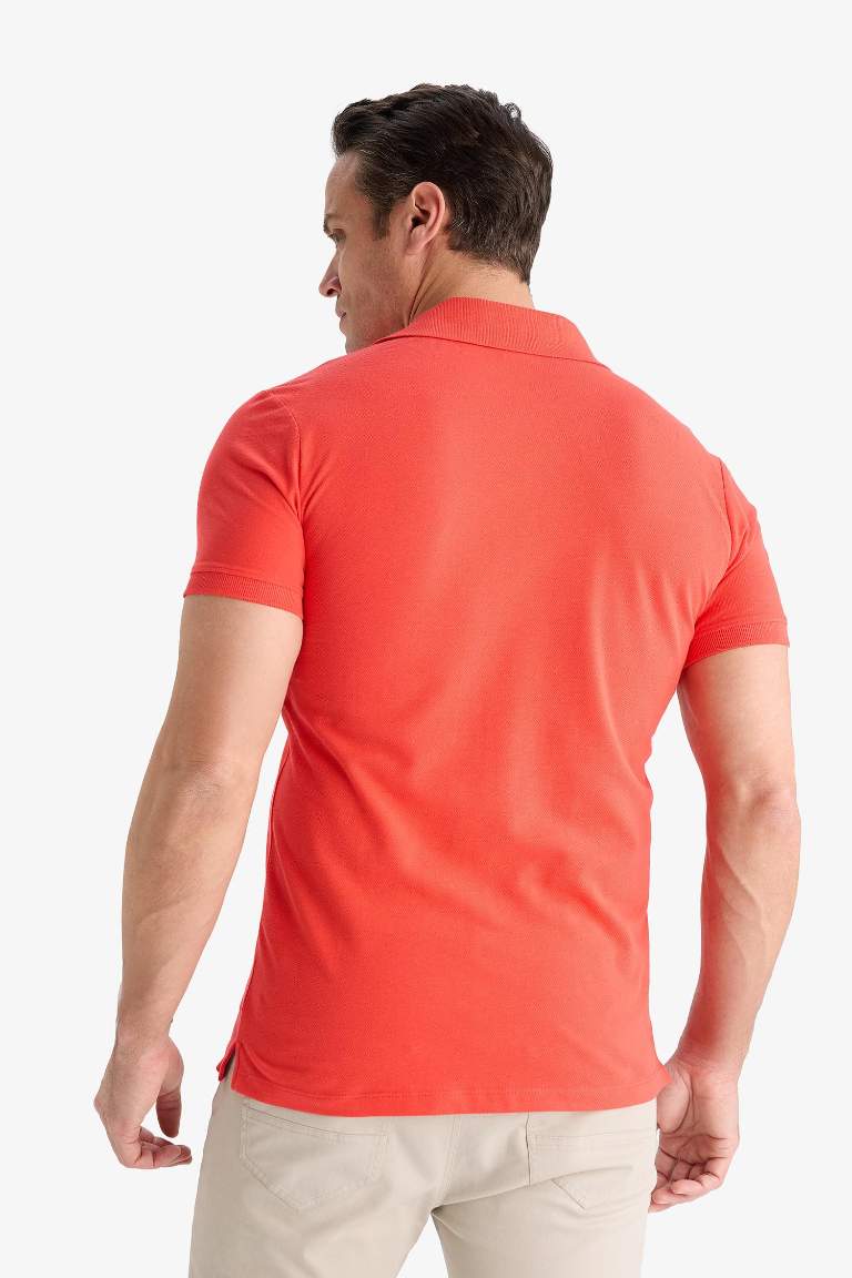 Slim Fit Embroidered Short Sleeve Polo Shirt