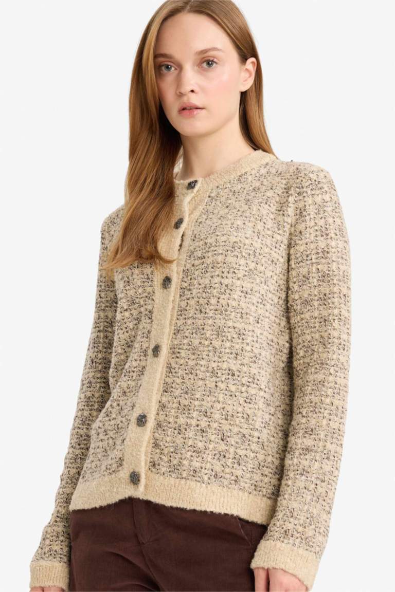 Regular Fit Bisiklet Yaka Düğmeli Triko Hırka