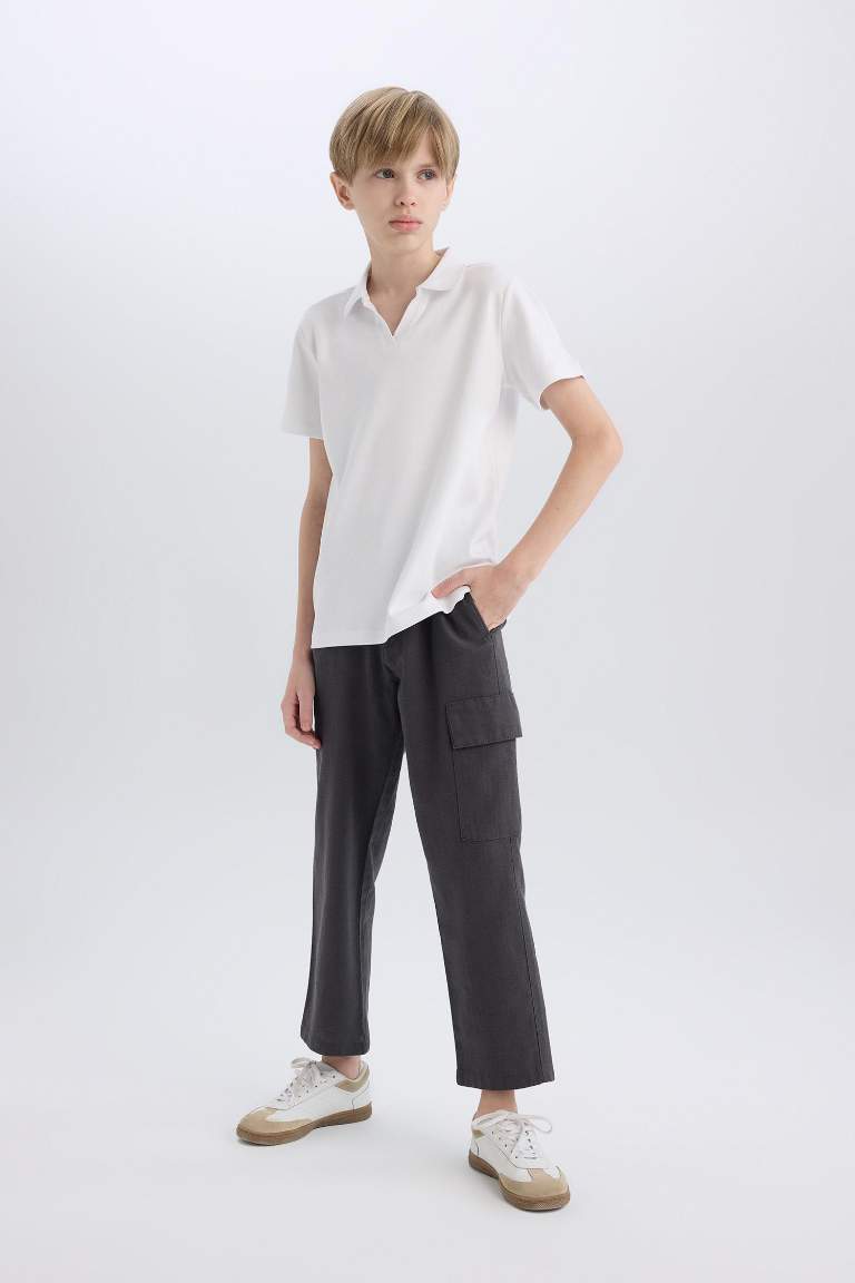 Boy Standard Leg Linen Blended Trousers