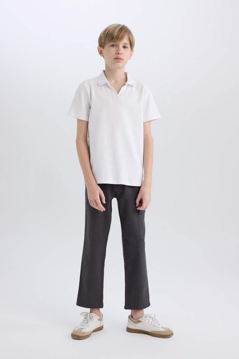 Boy Standard Leg Linen Blended Trousers