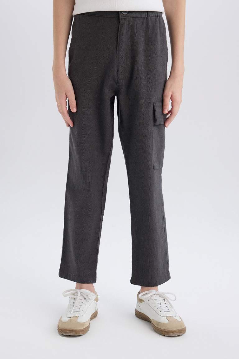 Boy Standard Leg Linen Blended Trousers