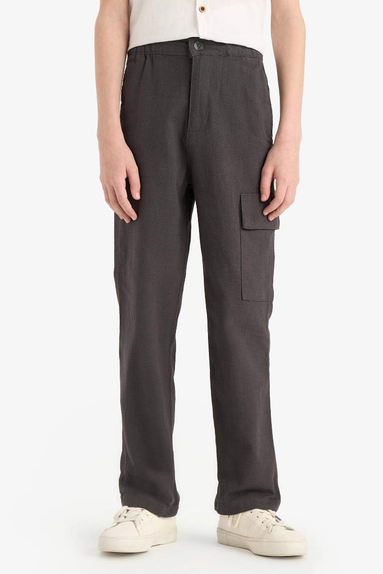 Erkek Çocuk Standart Paça Keten Karışımlı Pantolon