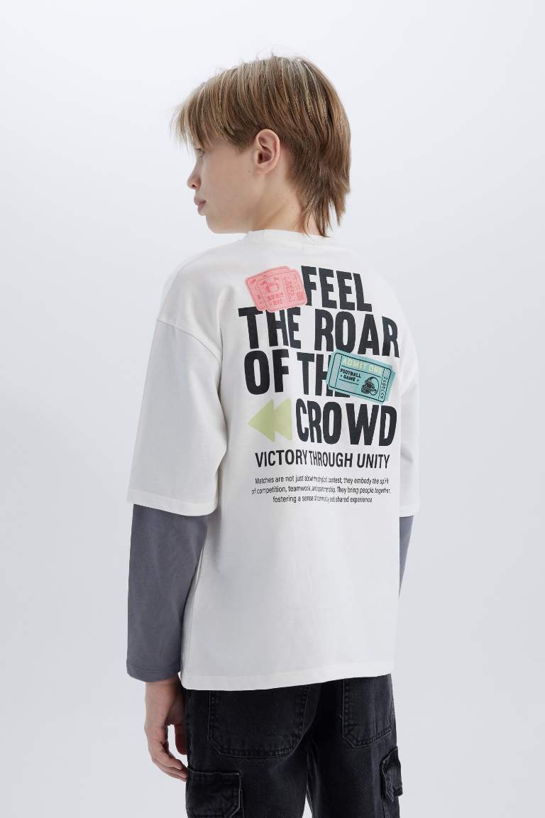 Boy Oversize Fit Crew Neck Long Sleeve T-Shirt