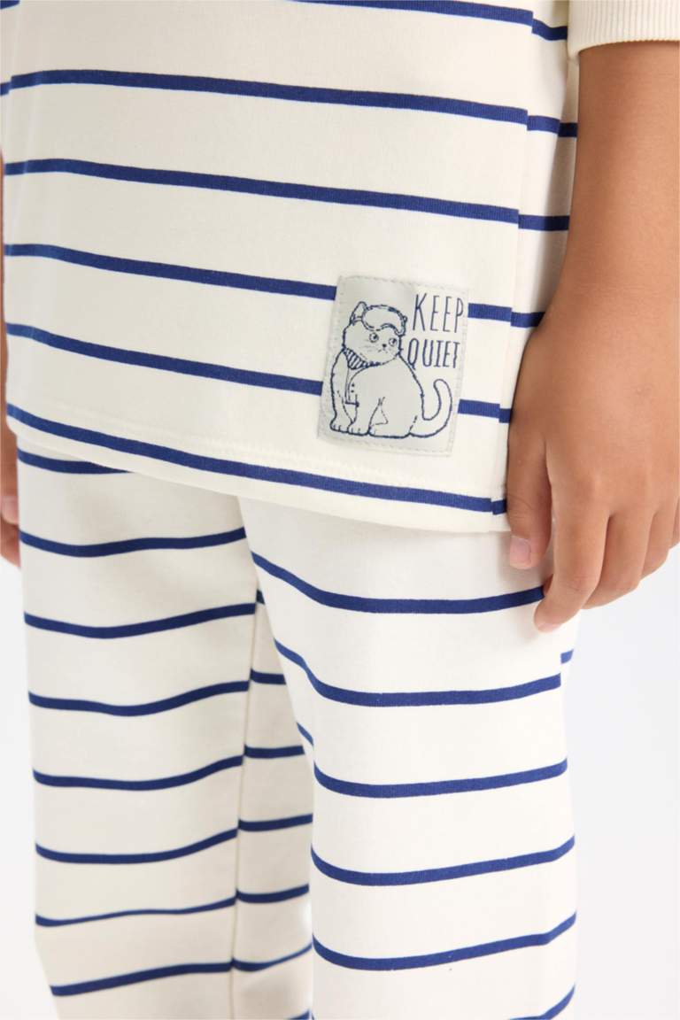 Girl Striped Top Bottom 2 Piece Pajama Set