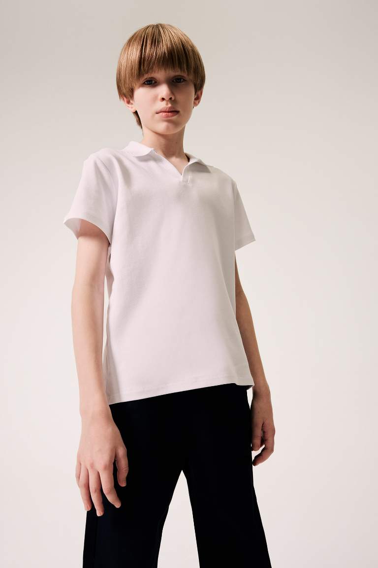 Boy Child Wide Neck Short Sleeve Polo T-Shirt