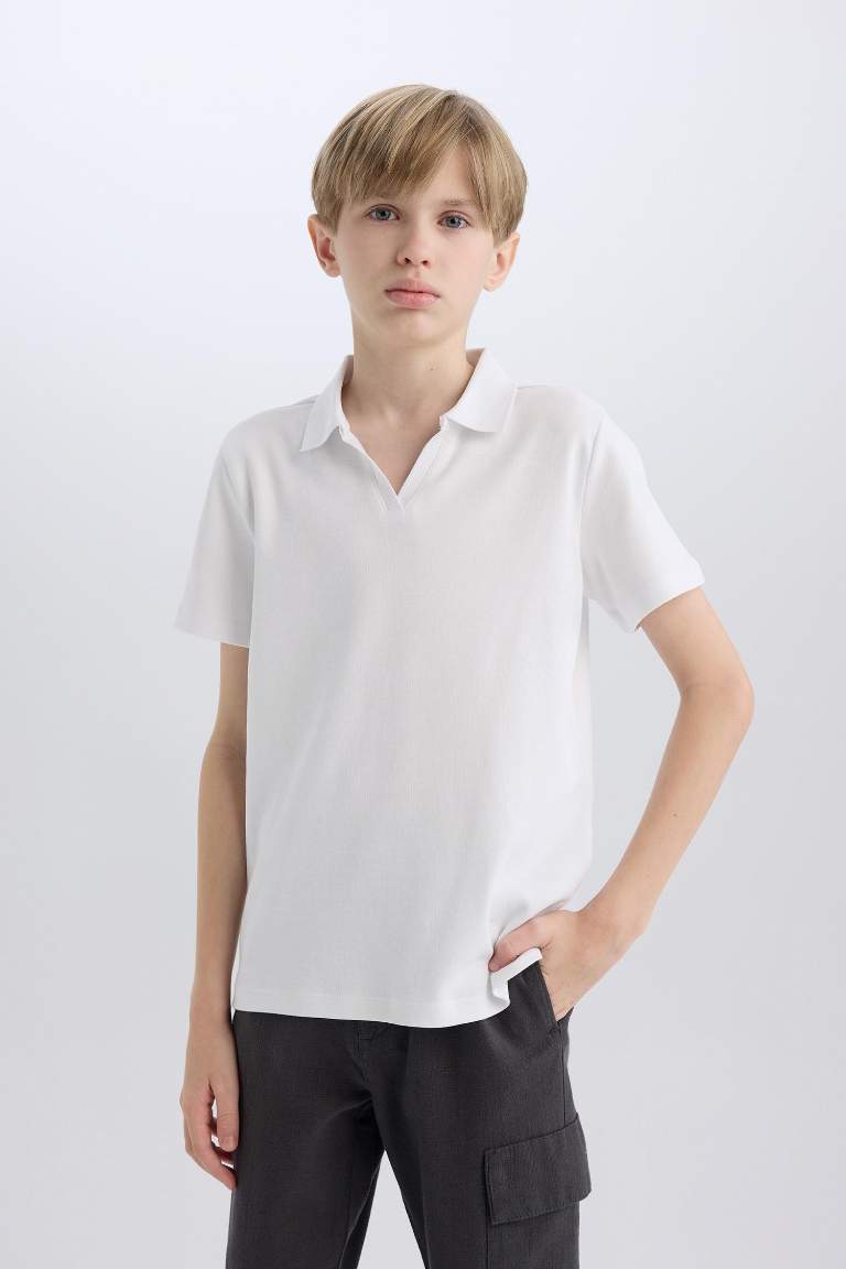 Boy Child Wide Neck Short Sleeve Polo T-Shirt