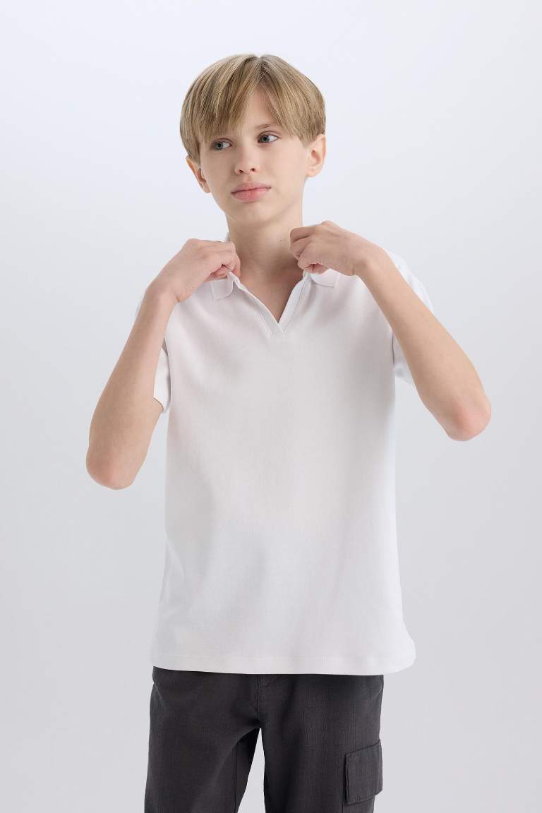 Boy Child Wide Neck Short Sleeve Polo T-Shirt