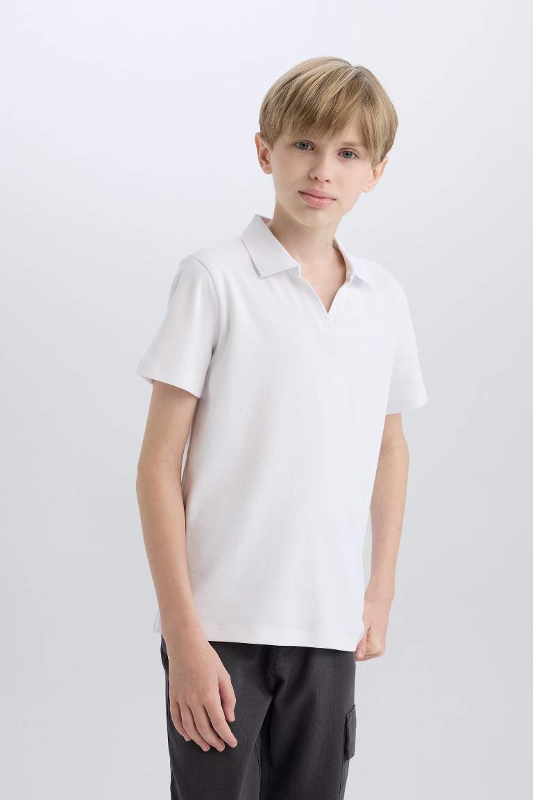 Boy Child Wide Neck Short Sleeve Polo T-Shirt