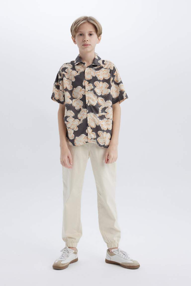 Boy Oversize Fit Polo Collar Viscose Shirt