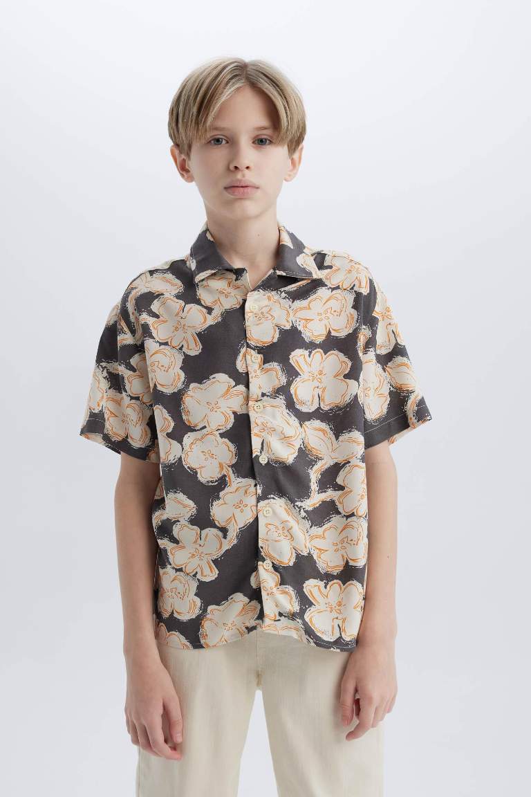 Boy Oversize Fit Polo Collar Viscose Shirt