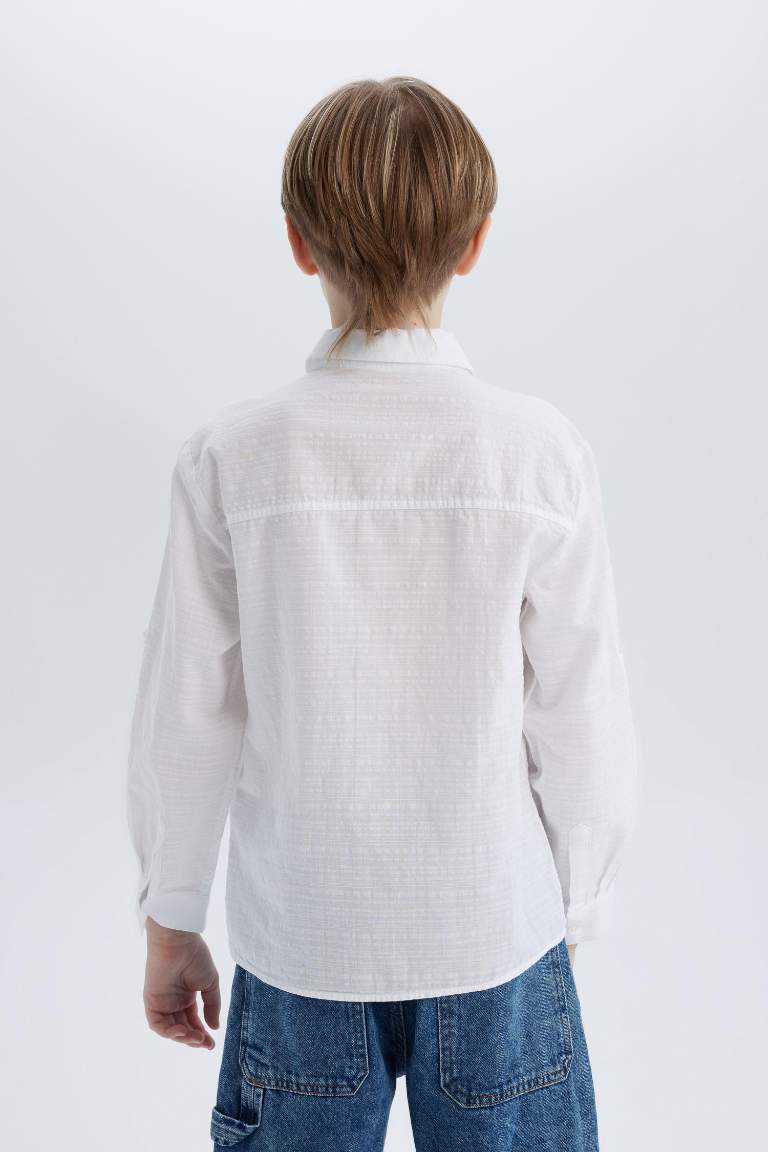 Boy Regular Fit Polo Collar Textured Shirt