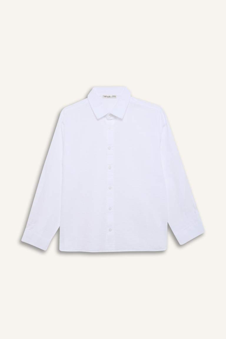 Boy Regular Fit Polo Collar Textured Shirt