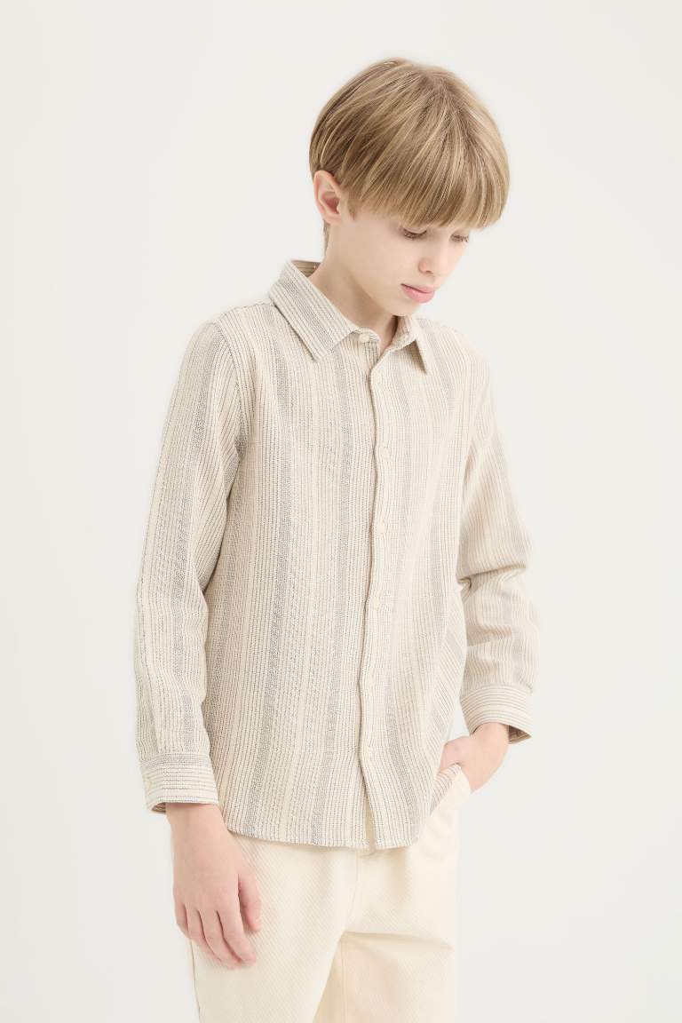 Boy Regular Fit Polo Collar Striped Shirt