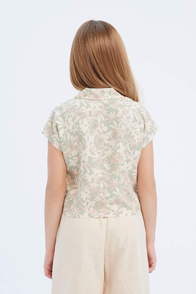 Chemise courte et ample en coton à motifs pour fille