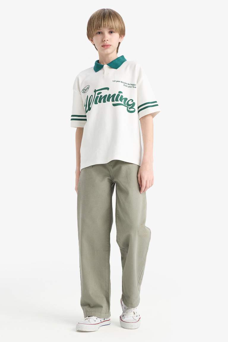 Boy Wide Leg Standard Leg Gabardine Trousers