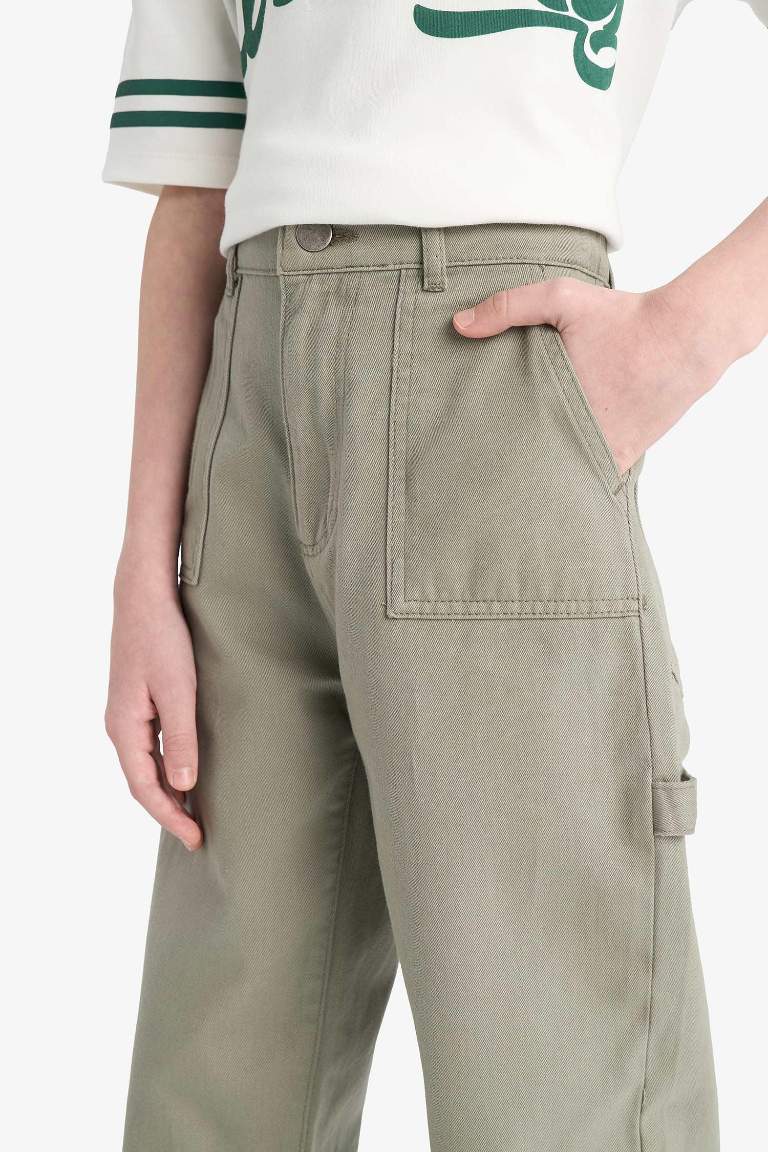 Boy Wide Leg Standard Leg Gabardine Trousers