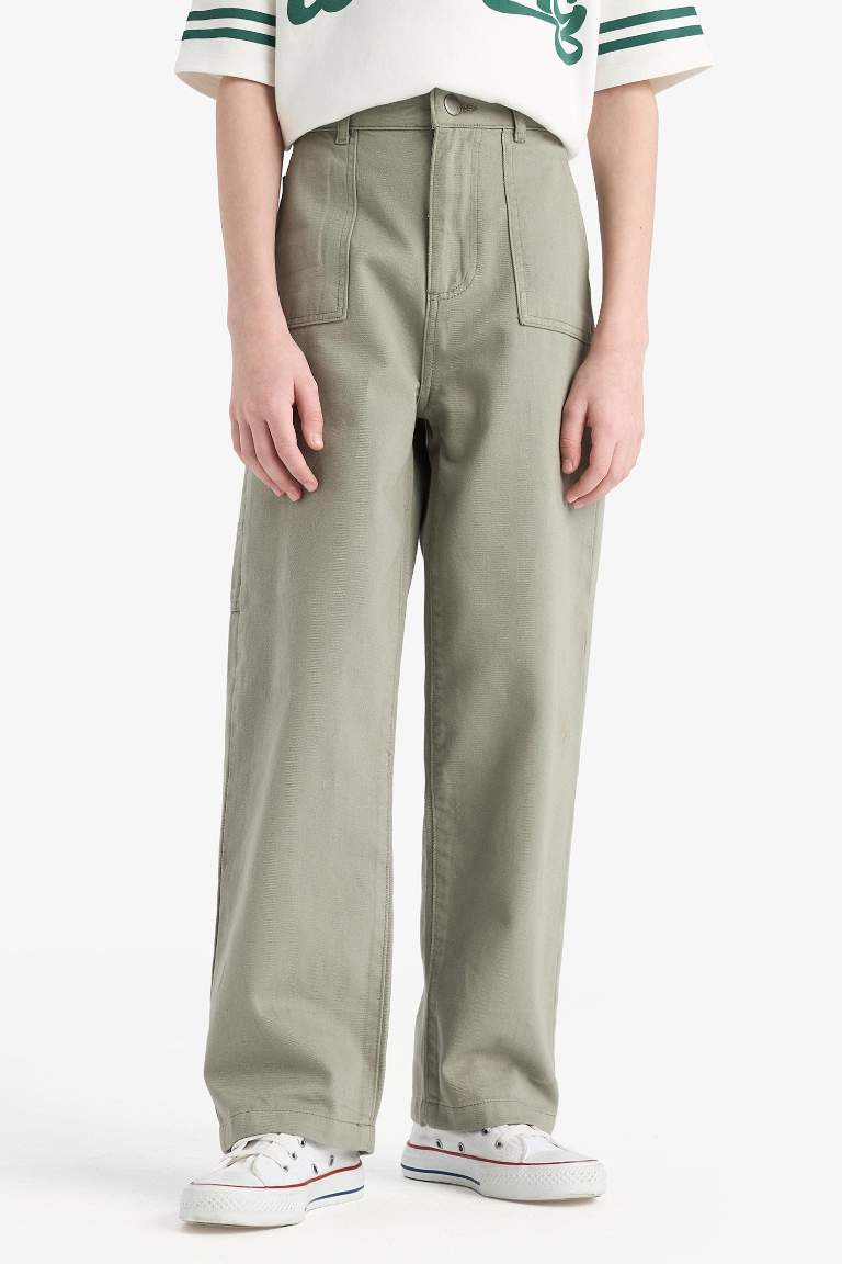 Boy Wide Leg Standard Leg Gabardine Trousers