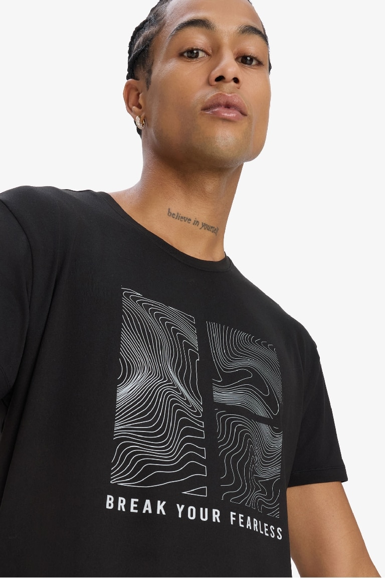 DeFactoFit Standard Fit Crew Neck Printed Sports T-Shirt