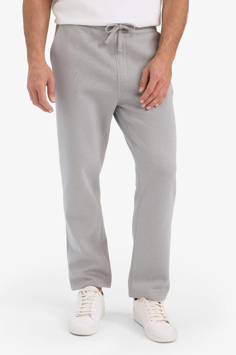 Regular Fit Beli Bağcıklı Cepli Düz Paça Kalın Eşofman Altı