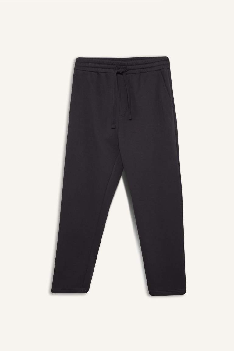 Regular Fit Waist Tied Pocket Straight Leg Thick Sweatpants