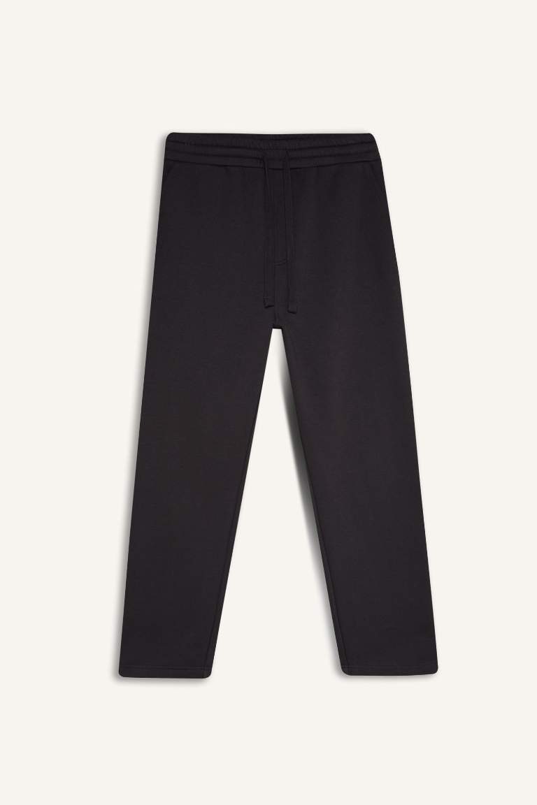 Regular Fit Waist Tied Pocket Straight Leg Thick Sweatpants