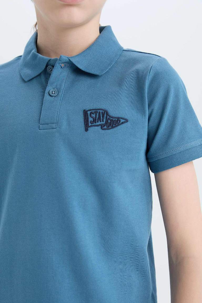 Boy Embroidered Short Sleeve Polo Shirt