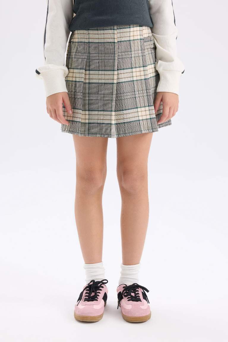 Girl Plaid Pleated Skirt