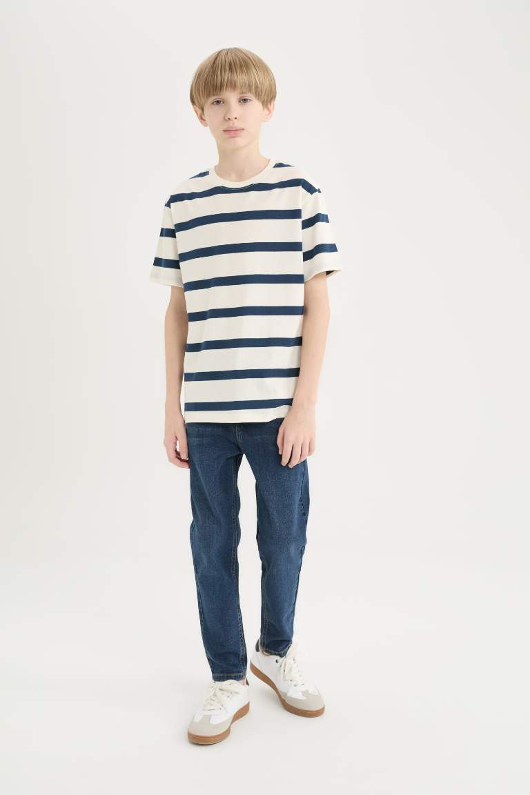 Boy Crew Neck Striped Short Sleeve T-Shirt