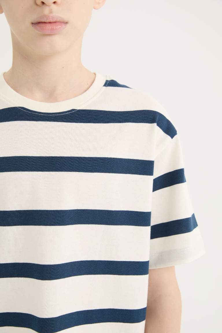 Boy Crew Neck Striped Short Sleeve T-Shirt