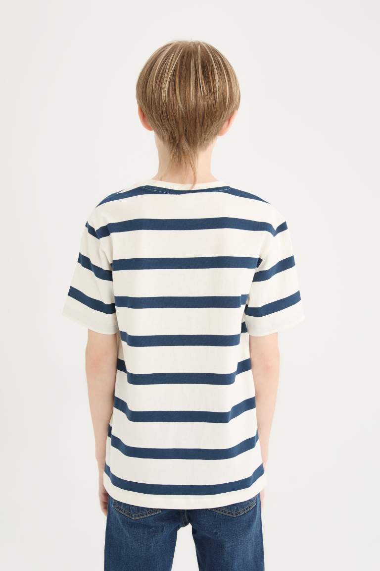 Boy Crew Neck Striped Short Sleeve T-Shirt