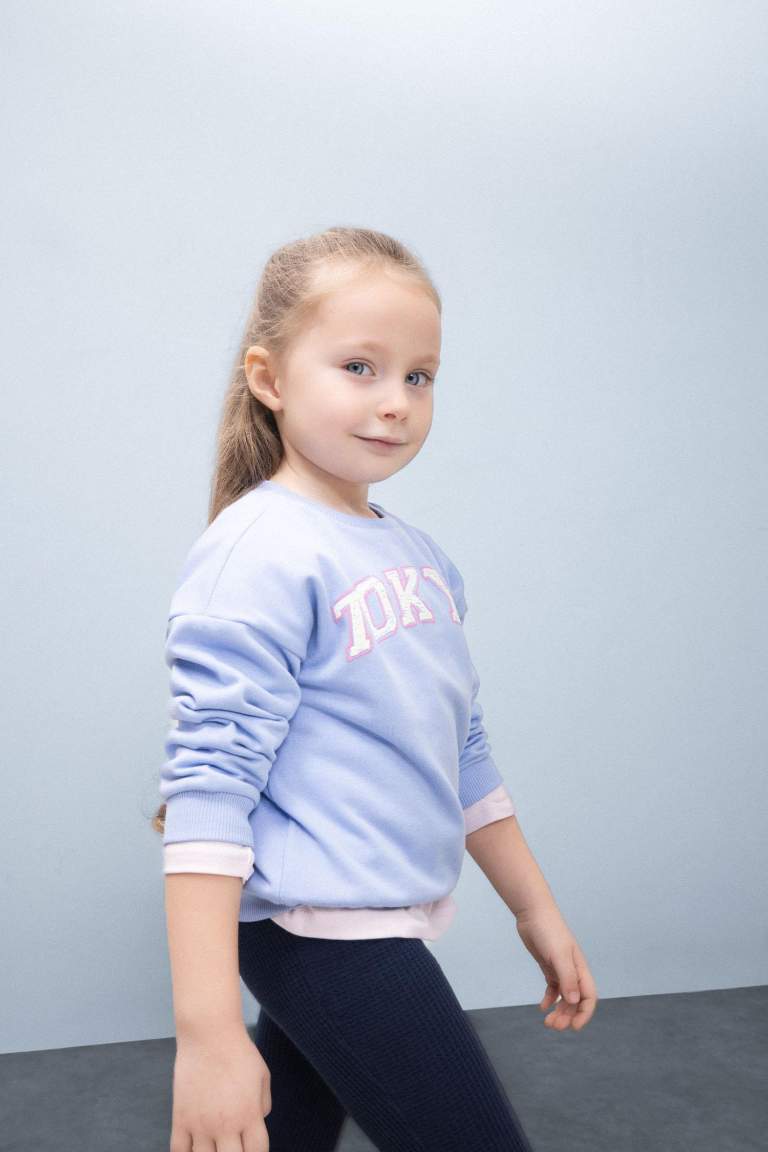 Sweatshirt imprimé à col rond pour bébé fille