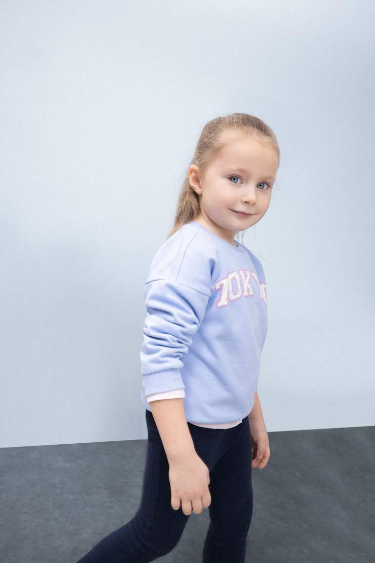 Sweatshirt imprimé à col rond pour bébé fille