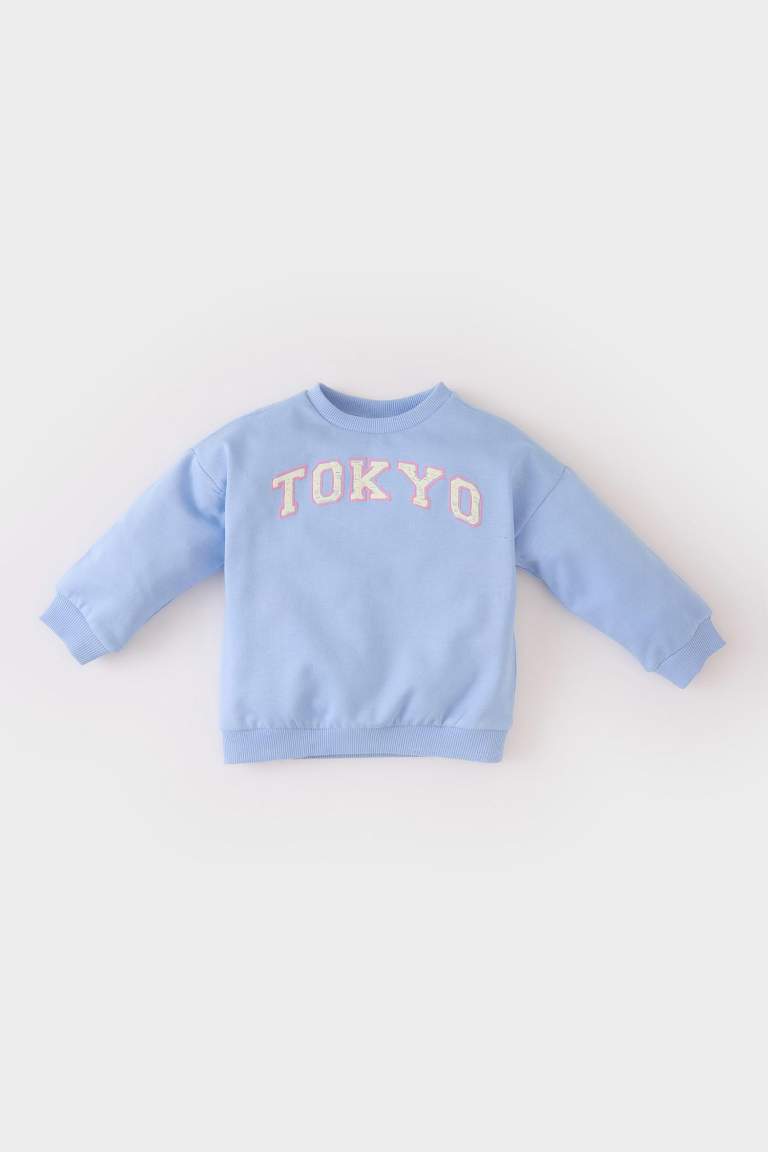 Sweatshirt imprimé à col rond pour bébé fille