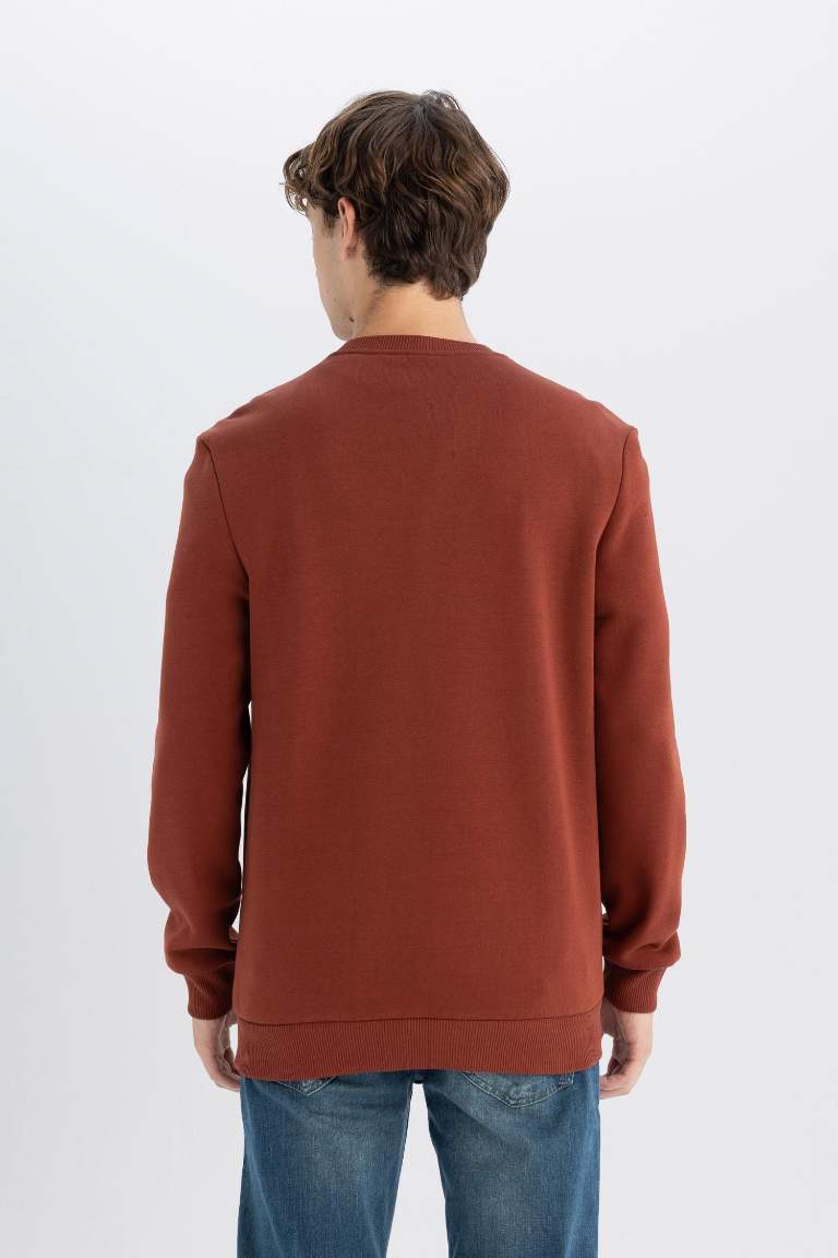 3 İplik Pamuklu Şardonlu İçi Polarlı Regular Fit Bisiklet Yaka Kalın Sweatshirt