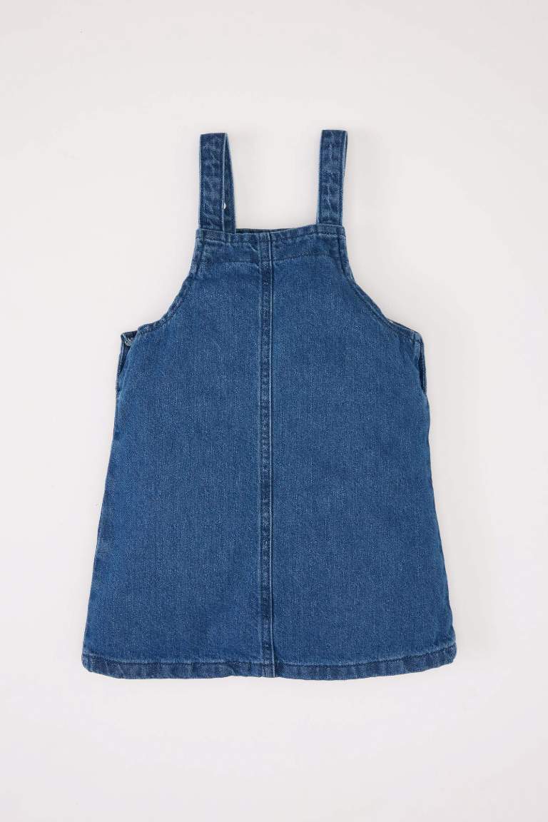 Baby Girl Woven Labeled Jeans Jumpsuit