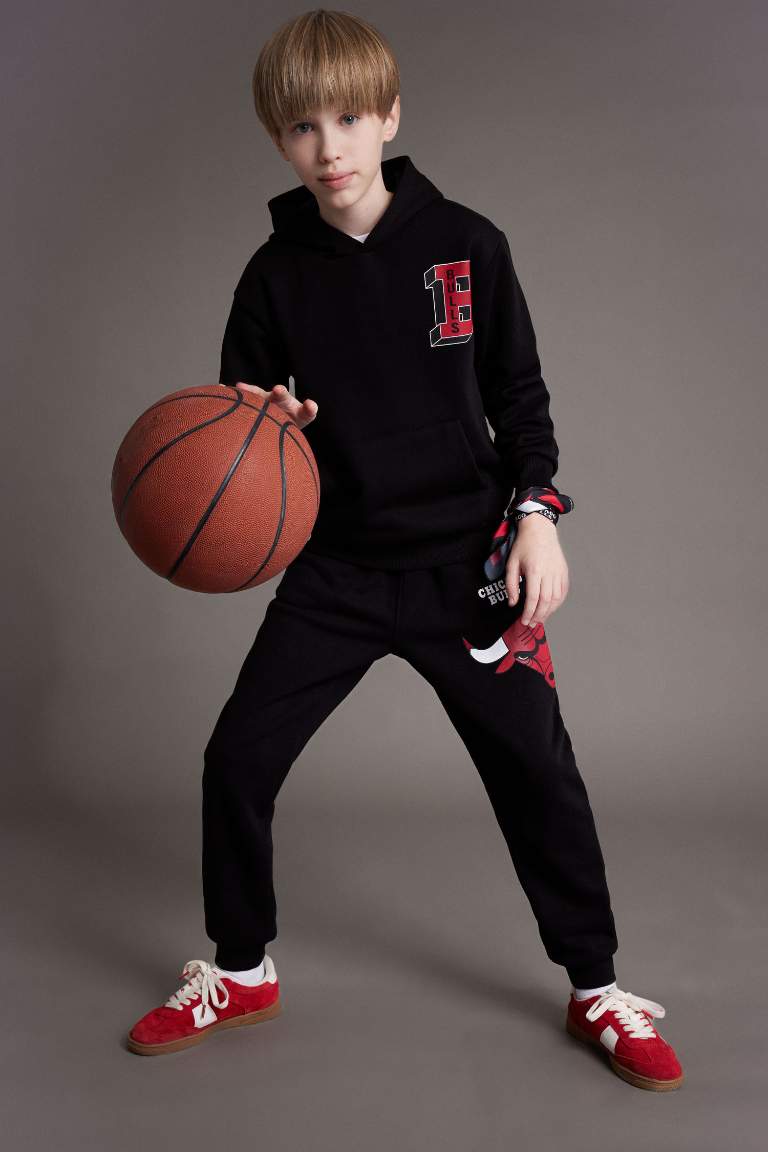 Boy NBA Wordmark Hooded Soft Furry Sweatshirt