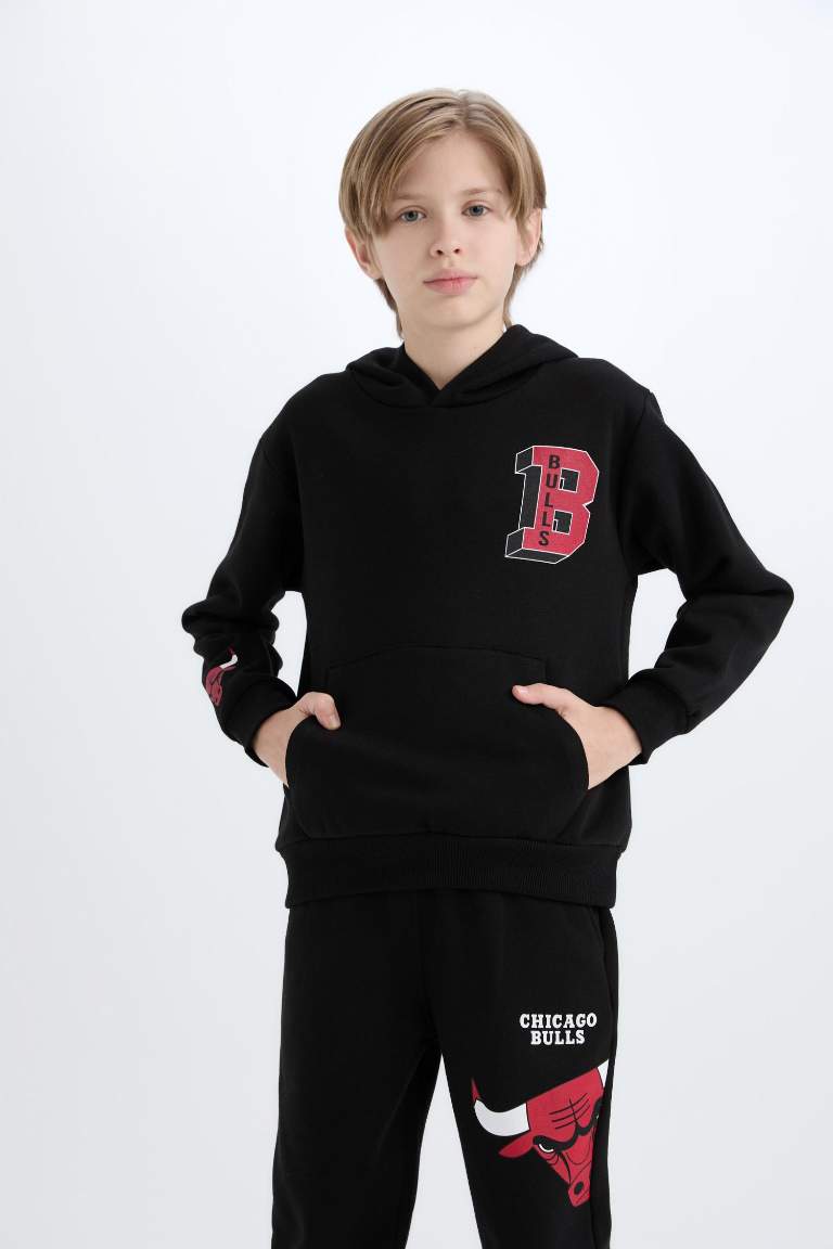 Boy NBA Wordmark Hooded Soft Furry Sweatshirt