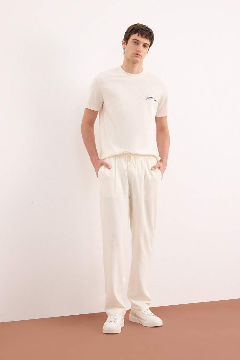 Джаккардовая футболка New Regular Fit с круглым вырезом и коротким рукавом