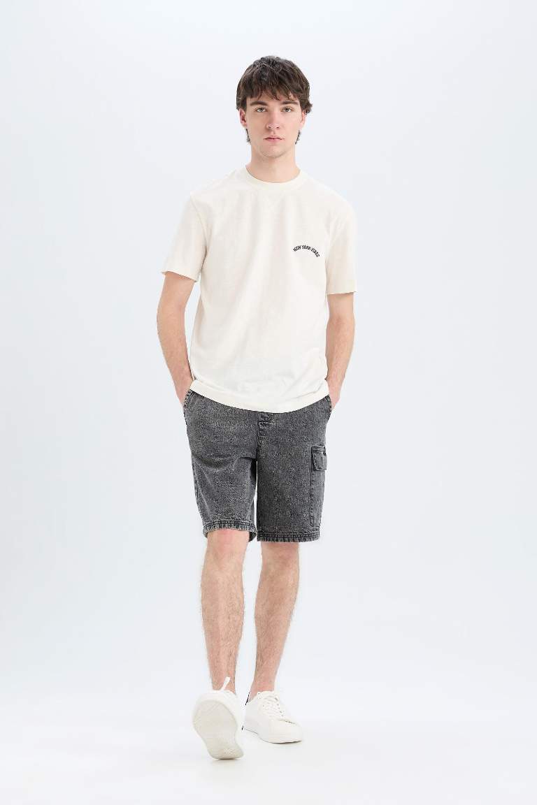 Джаккардовая футболка New Regular Fit с круглым вырезом и коротким рукавом