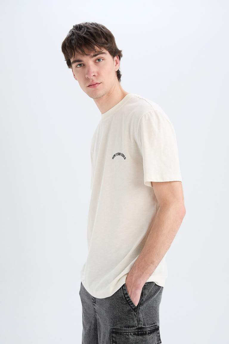 Джаккардовая футболка New Regular Fit с круглым вырезом и коротким рукавом