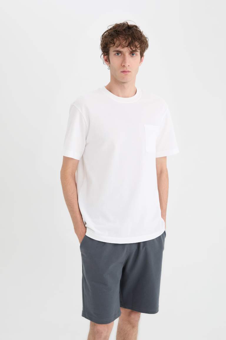 New Regular Fit Crew Neck Short Sleeve Basic Pique T-Shirt