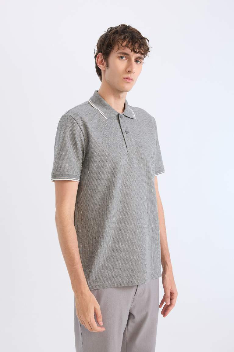 Regular Fit Short Sleeve Waffle Polo Shirt