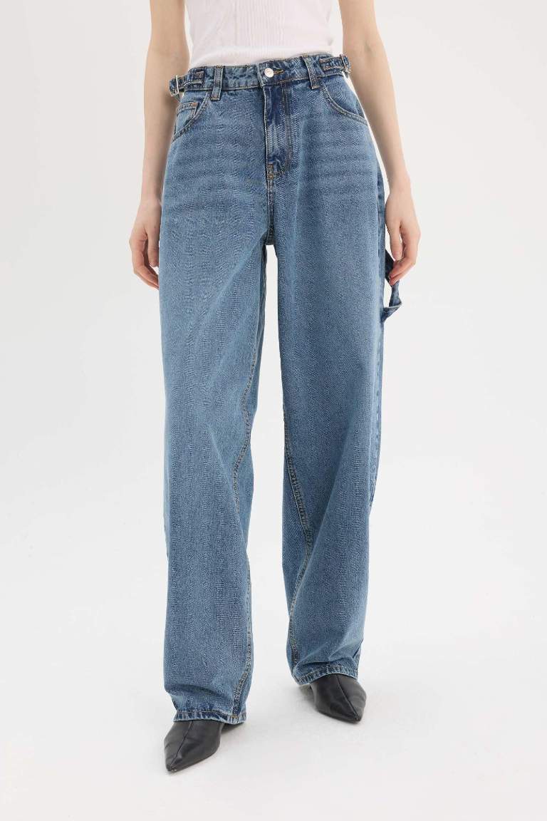 Baggy Fit Yüksek Bel Düz Paça Uzun Jean Pantolon