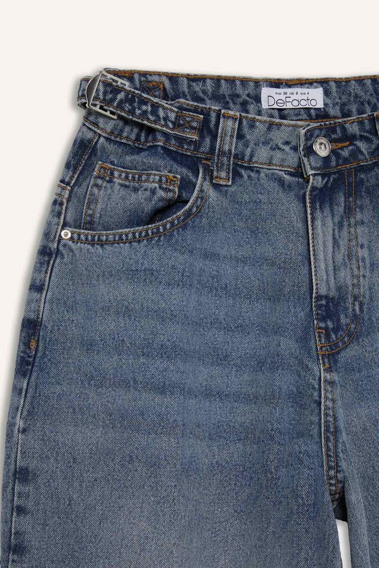 Baggy Fit Yüksek Bel Düz Paça Uzun Jean Pantolon