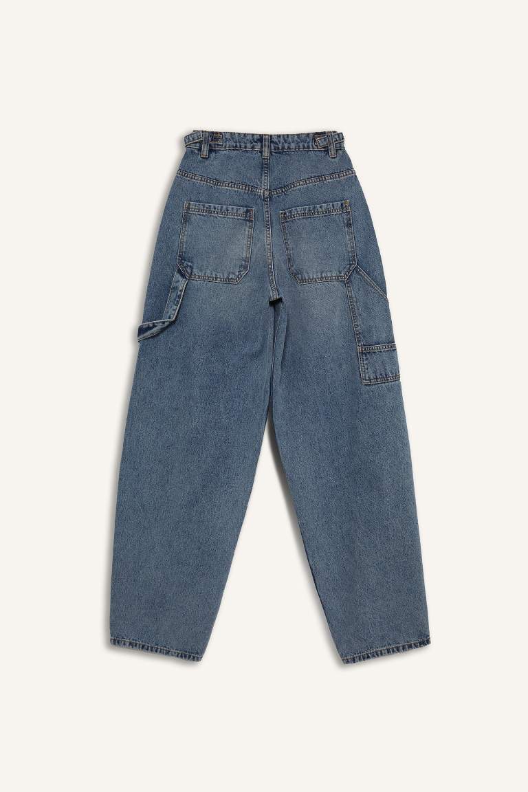 Baggy Fit Yüksek Bel Düz Paça Uzun Jean Pantolon